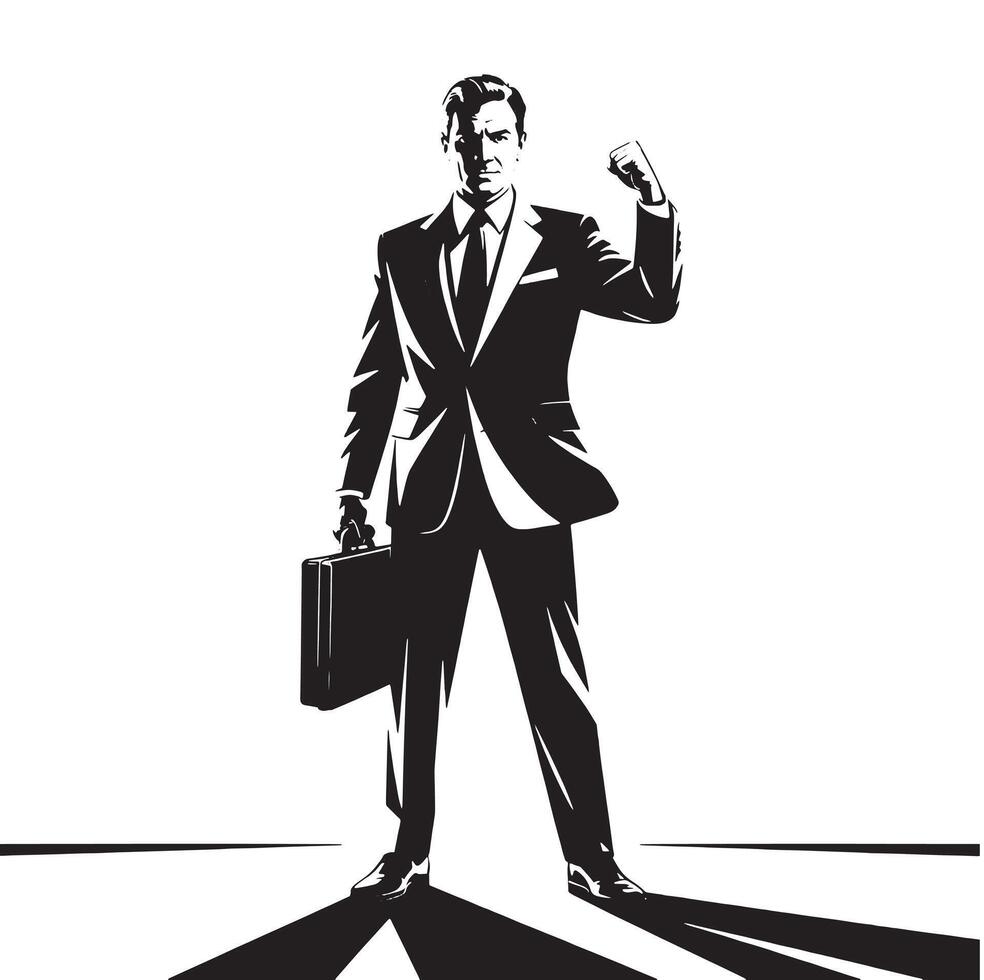 Silhouette of a businessman with a briefcase vector