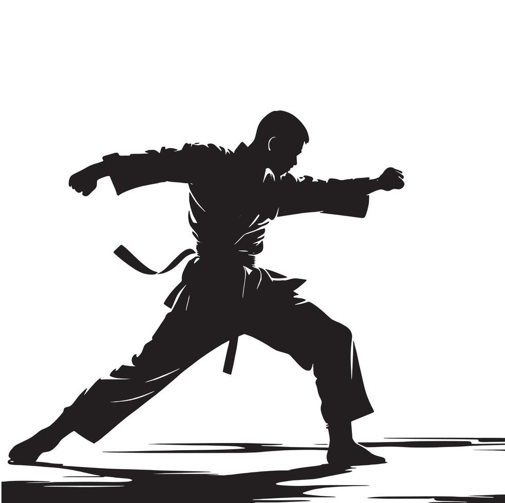 Karate man silhouette on white background vector