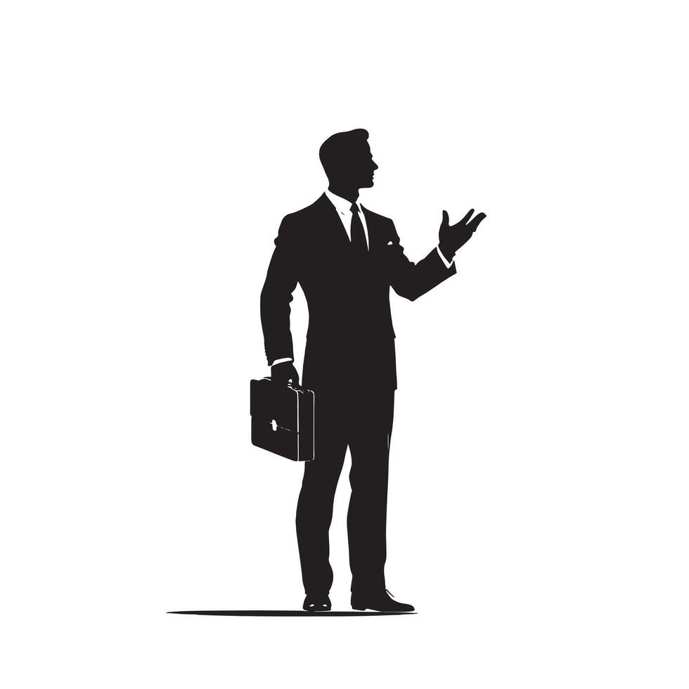 Silhouette of a businessman with briefcase vector