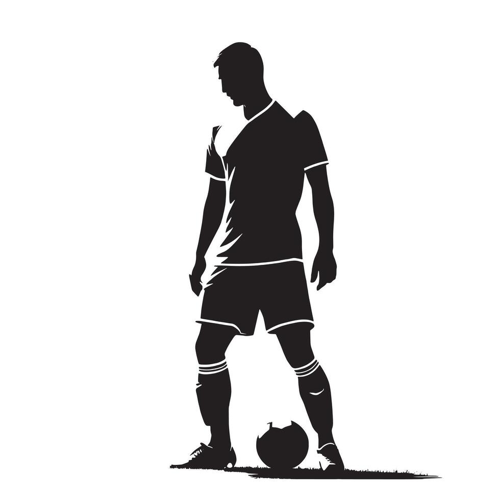 Silhouette of a soccer player with ball on white background vector