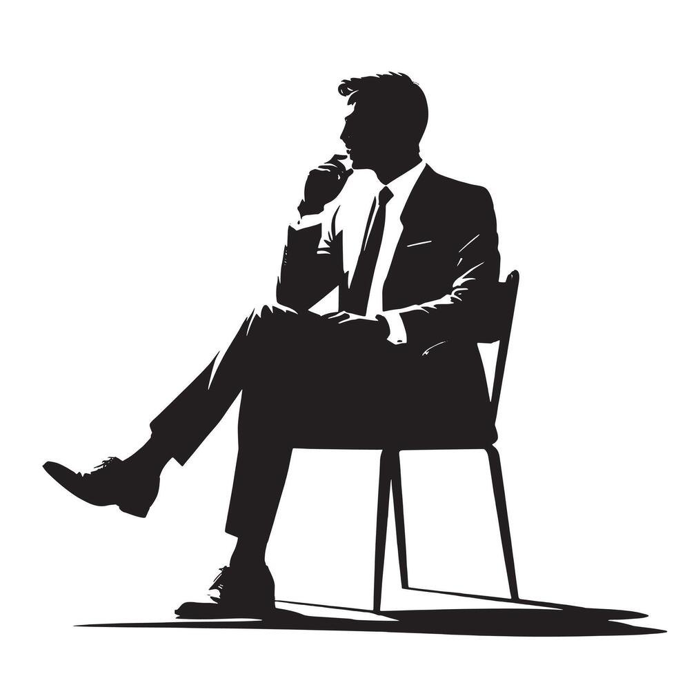 Silhouette of businessman sitting on chair vector