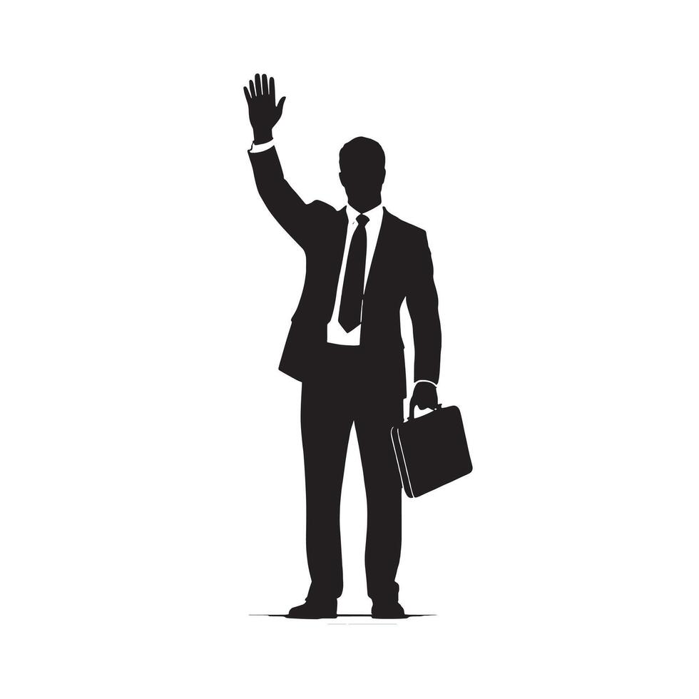 Silhouette of businessman waving hands vector