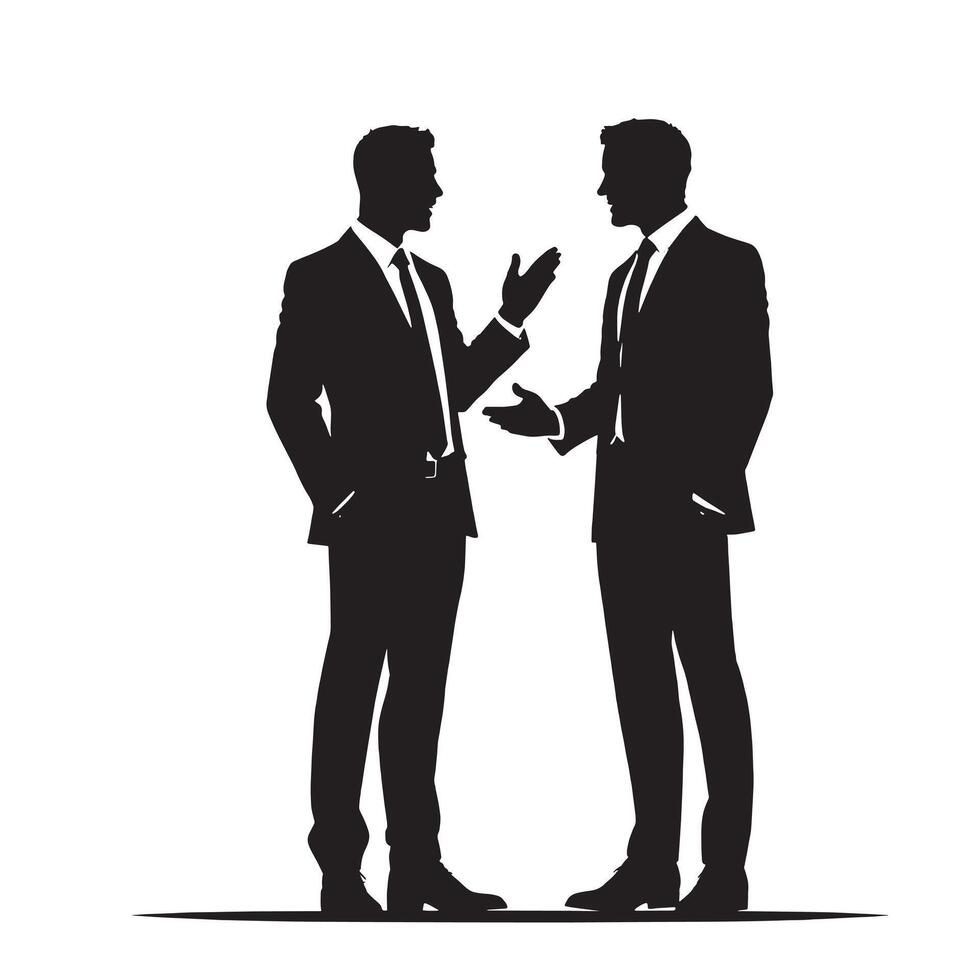 Two men in suits talking to each other vector