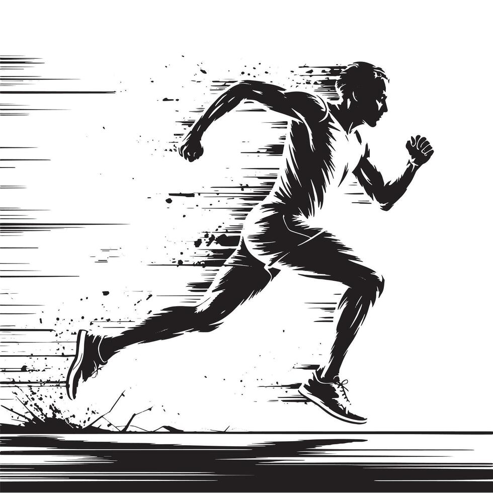 Man running on the track illustration vector