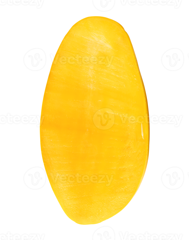 A ripe yellow mango fruit in half or slice isolated with clipping path in file format png