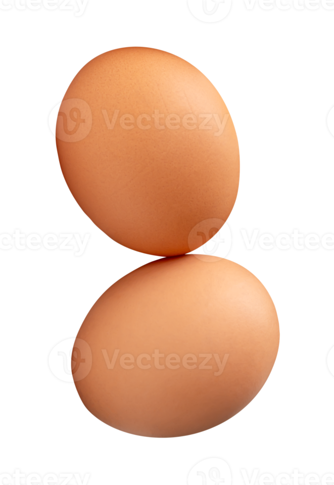 Two chicken eggs in stack isolated with clipping path in file format png