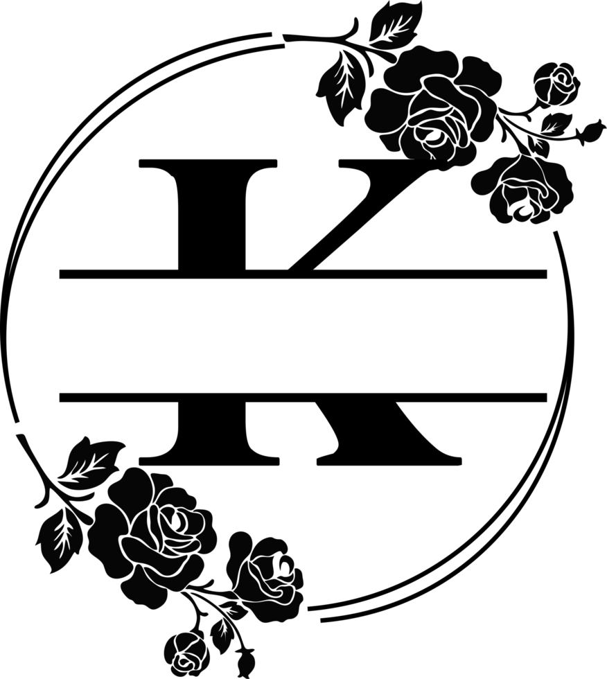 Floral Monogram letter k png