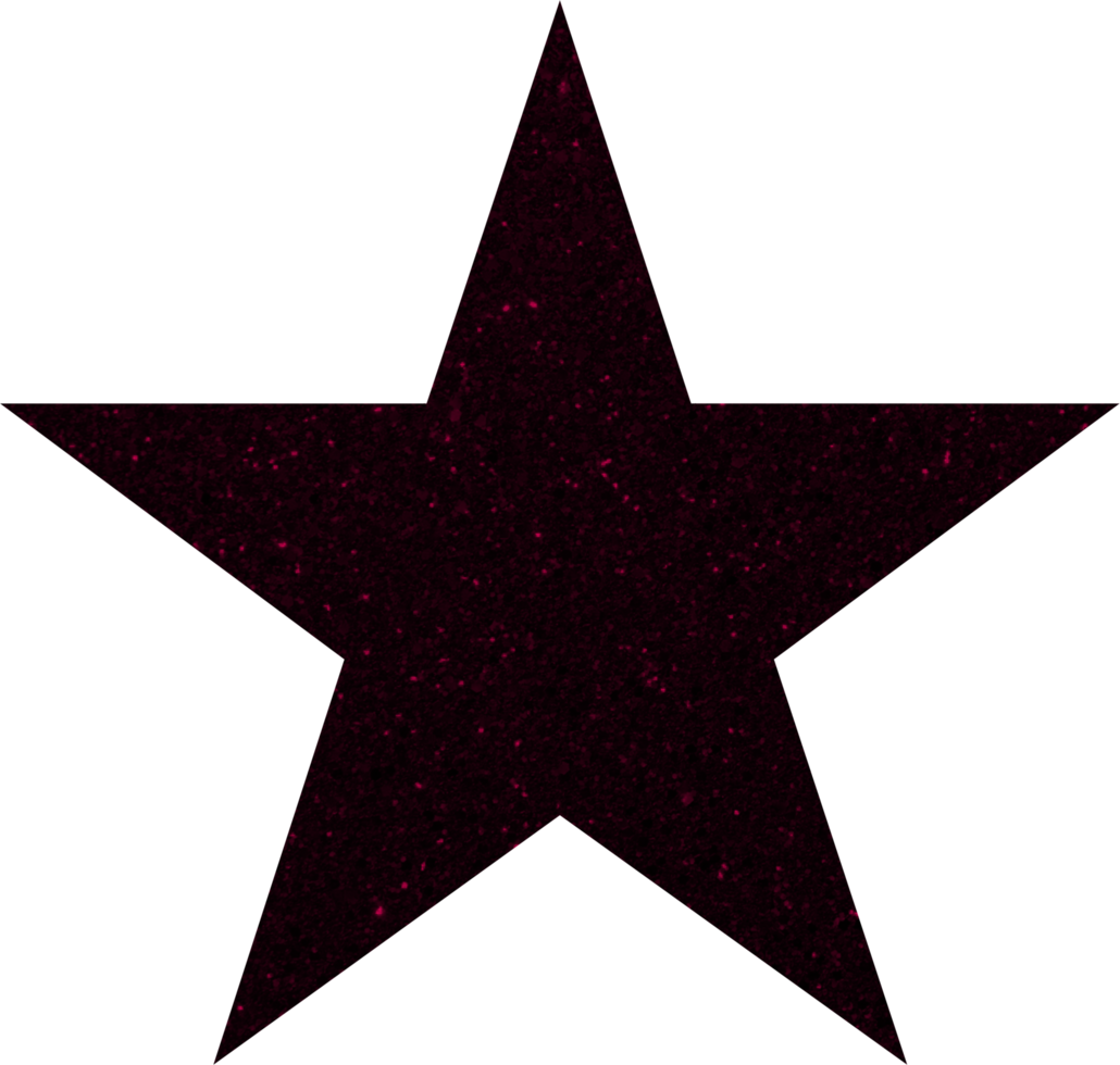 A star with a black background and red glitter png