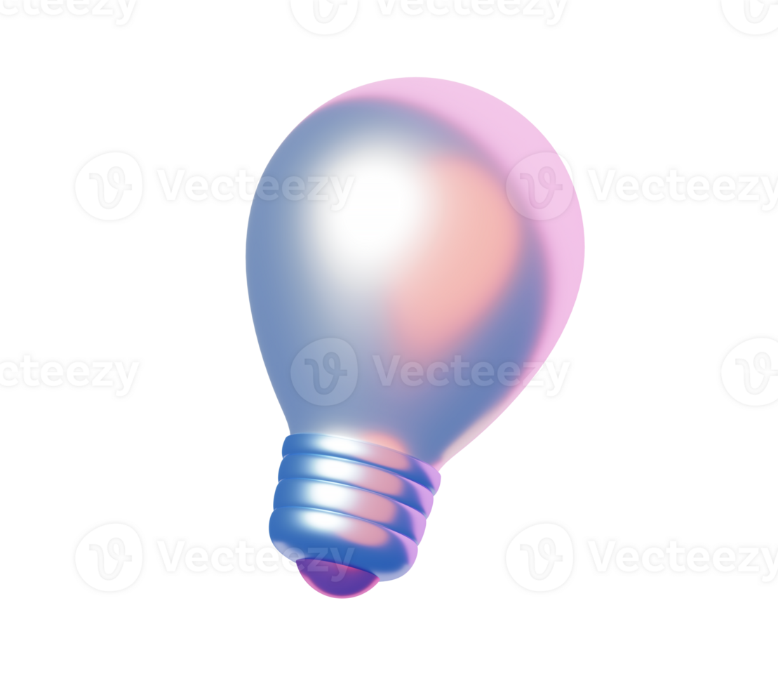 3D Metallic Pastel Light Bulb Icon Representing Idea, Innovation, Creativity, or Bright Thinking Concept png