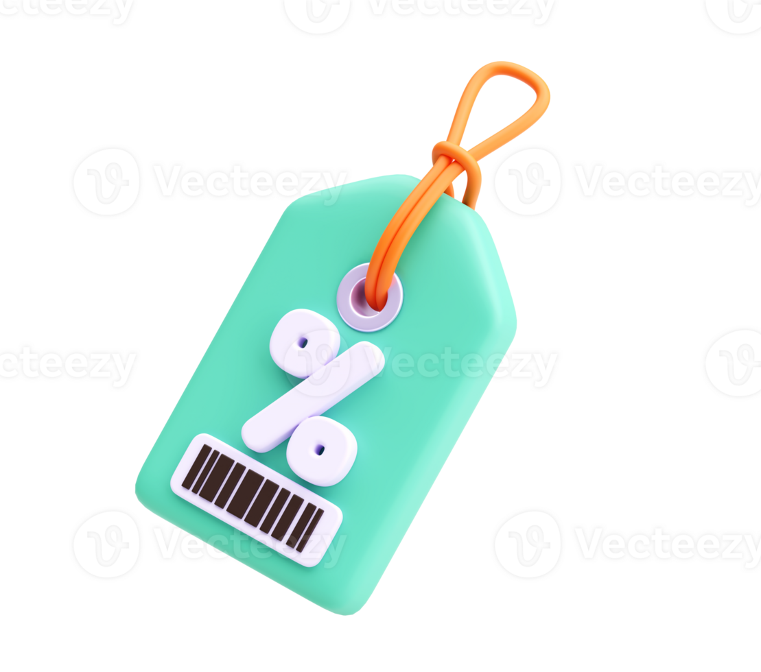 3D Discount Tag Icon with Barcode for Shopping and E-Commerce png