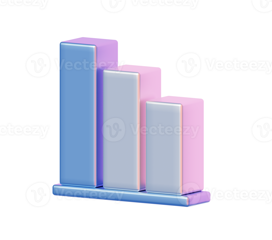 3D Metallic Pastel Bar Chart Icon Representing Data Analytics, Business Growth, or Financial Report Visualization png