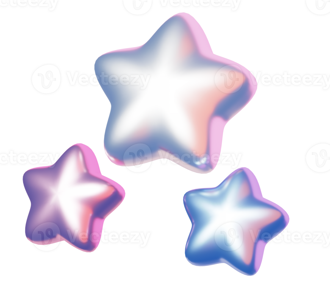 3D Glossy Pastel Star Icon Isolated on Transparent Background png