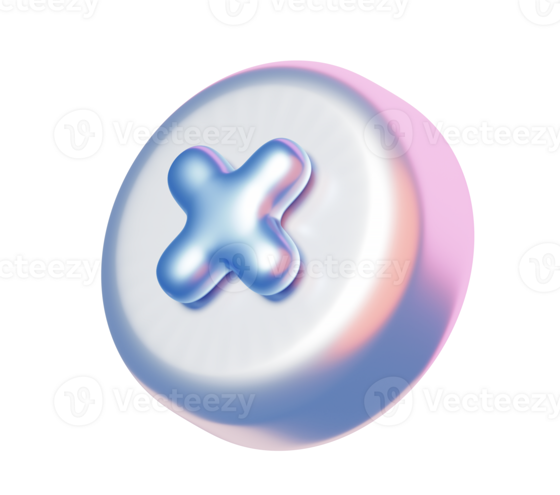 3D Cross Mark Icon on Round Pastel Button png