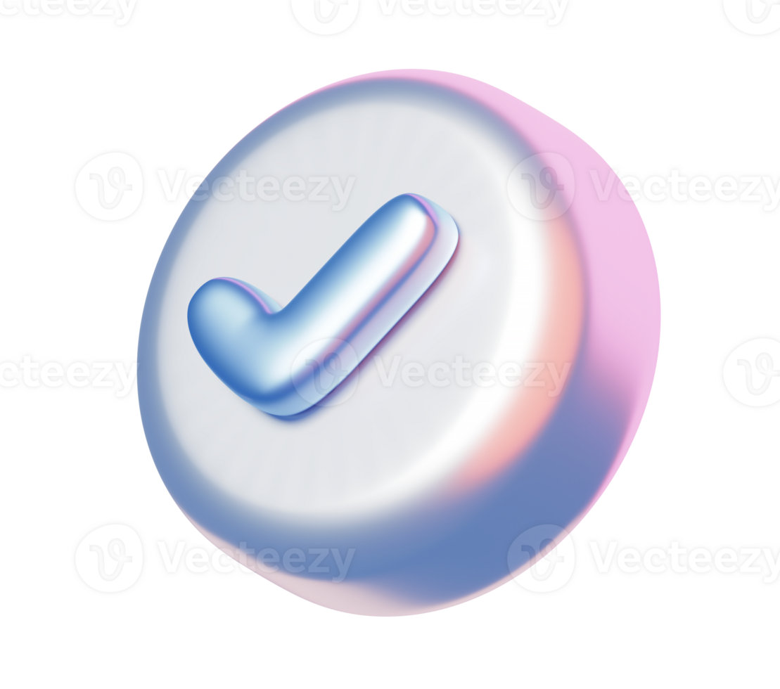 3D Check Mark Icon on Round Pastel Button png
