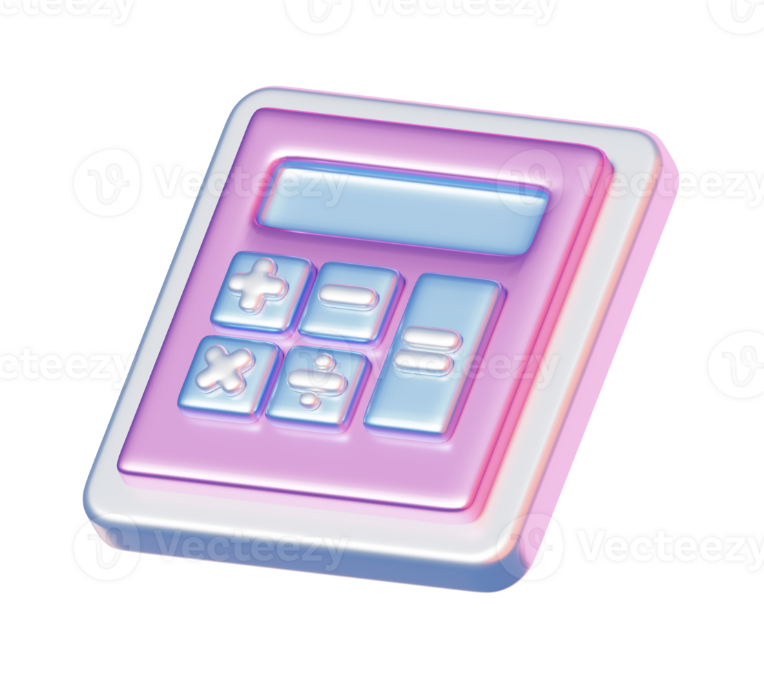 3D Metallic Pastel Calculator Icon Representing Finance, Math Tools, Accounting, or Business Calculation UI png