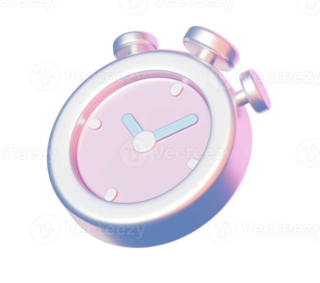 3D Stopwatch Timer Icon in Glossy Pastel Style Representing Time Management, Deadline, and Speed Concept png