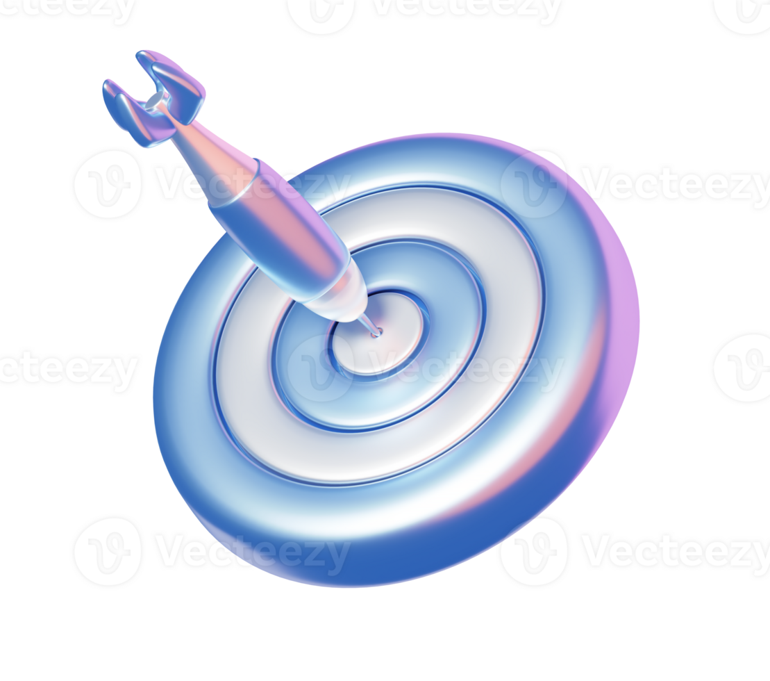 3D Target Icon with Dart in Glossy Pastel Colors Representing Business Goal, Accuracy, and Strategic Planning png