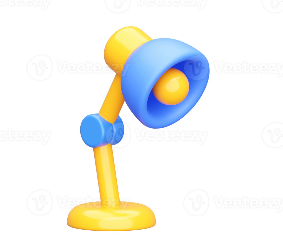 3D Adjustable Desk Lamp Icon in Yellow and Blue Representing Office Lighting or Workspace Decoration png