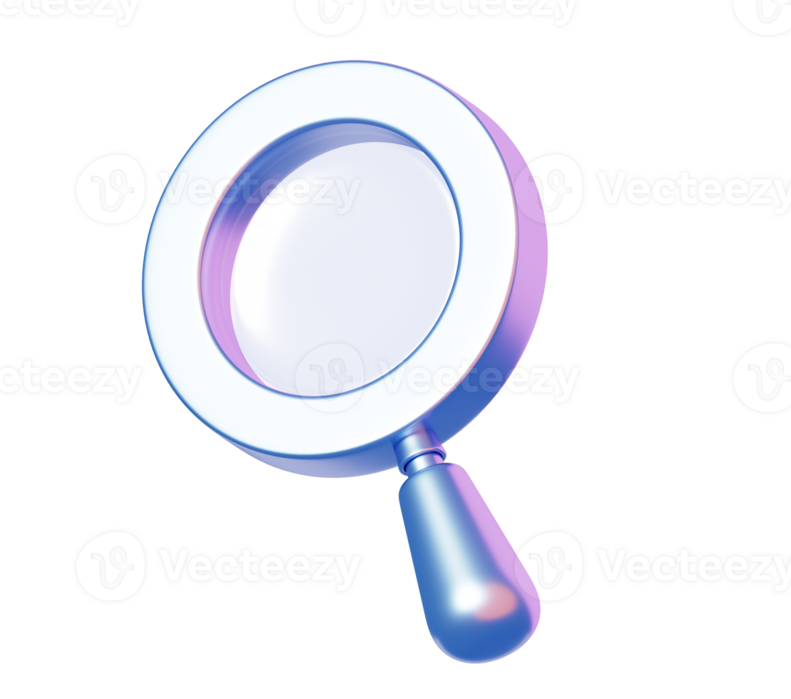 3D Metallic Pastel Magnifying Glass Icon Representing Search, Research, Analysis, or Investigation Concept png