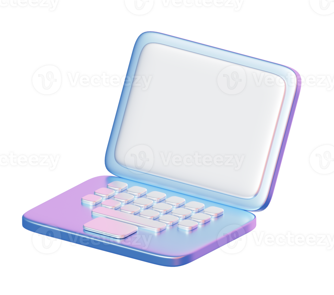 3D Metallic Pastel Laptop Icon Representing Technology, Online Work, Study, or Digital Workspace Interface png