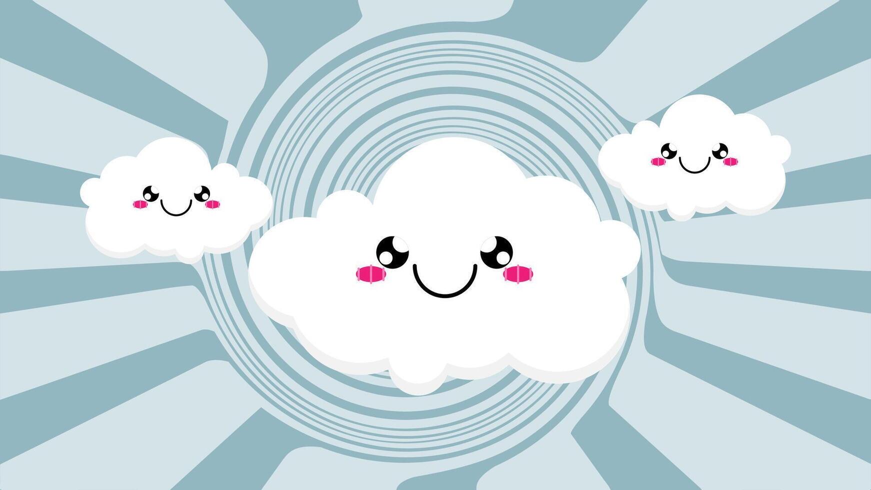 Kawaii clouds illustration vector