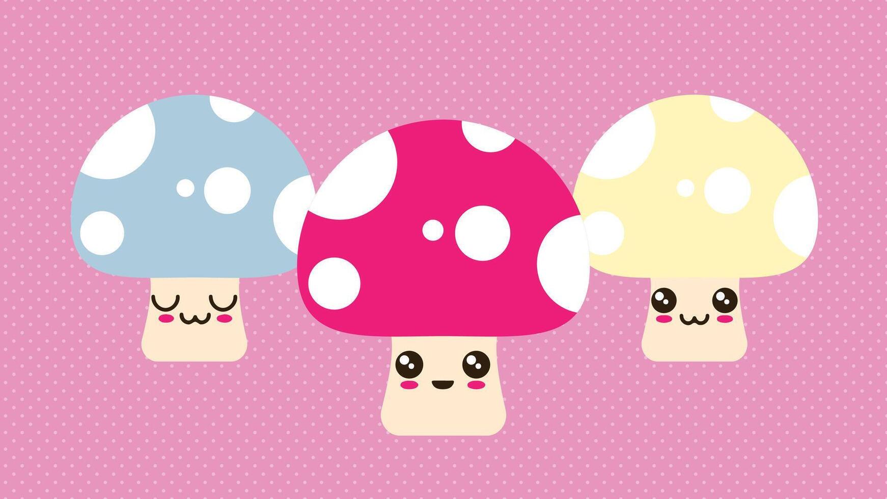 Kawaii mushroom illustration vector