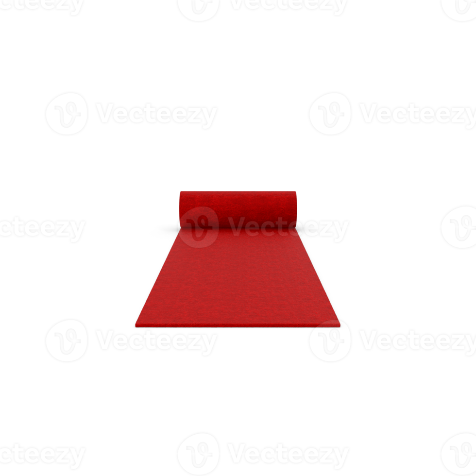 Rolling red carpet isolated on transparent background png