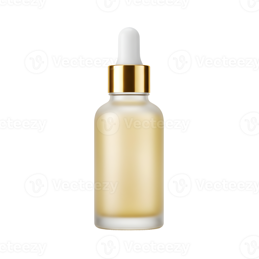 Gold Glass Dropper Bottle with Transparent Background png