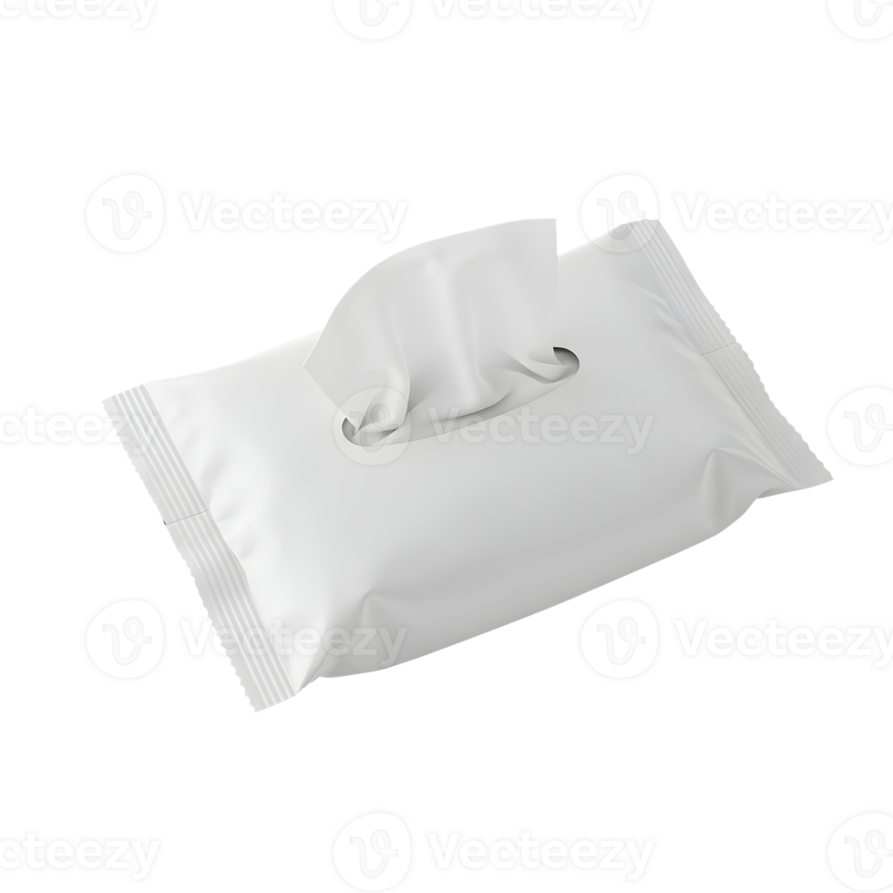 White Wet Wipes Package on Transparent Background png