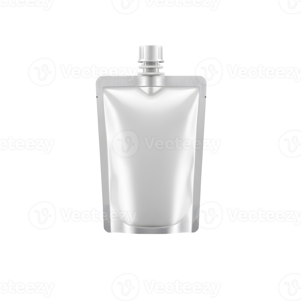 White Stand-Up Spout Pouch Packaging Mockup on Transparent Background png