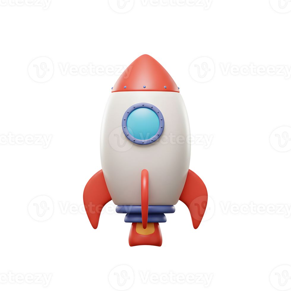 Cartoon Rocket Illustration 3D Render png