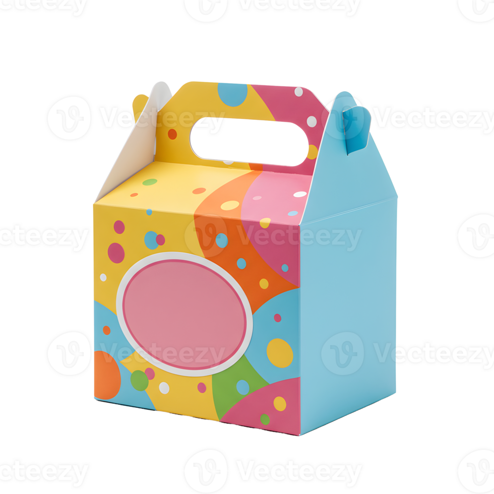 Colorful Party Favor Box with Geometric Pattern Design png