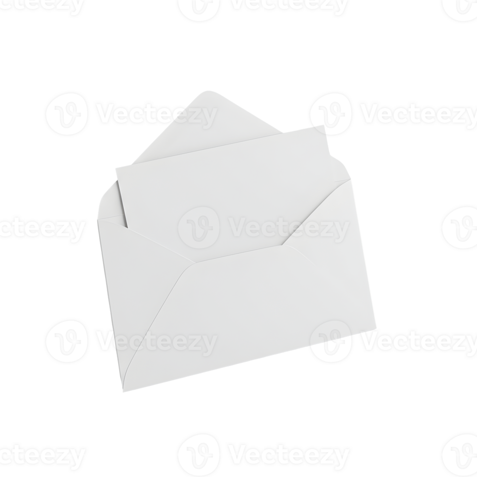 White Envelope with Blank Card Mockup png