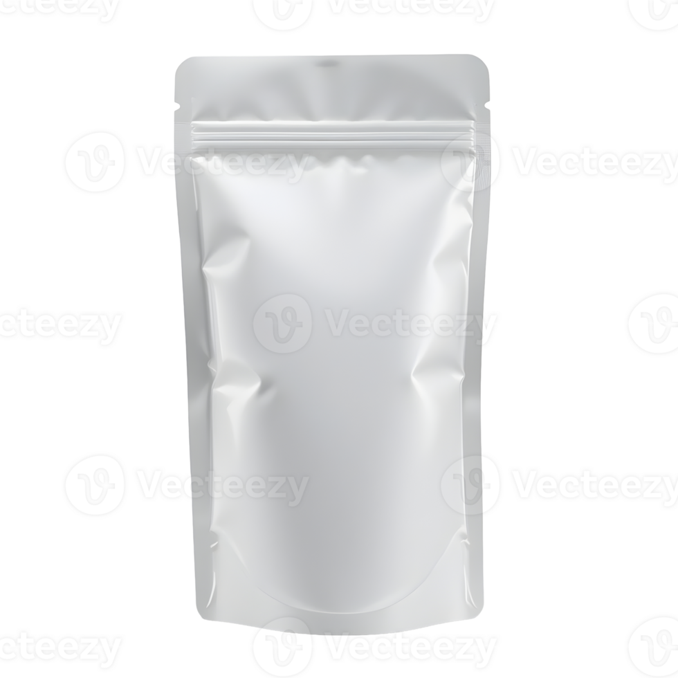 White Stand-Up Pouch Packaging Mockup on Transparent Background png