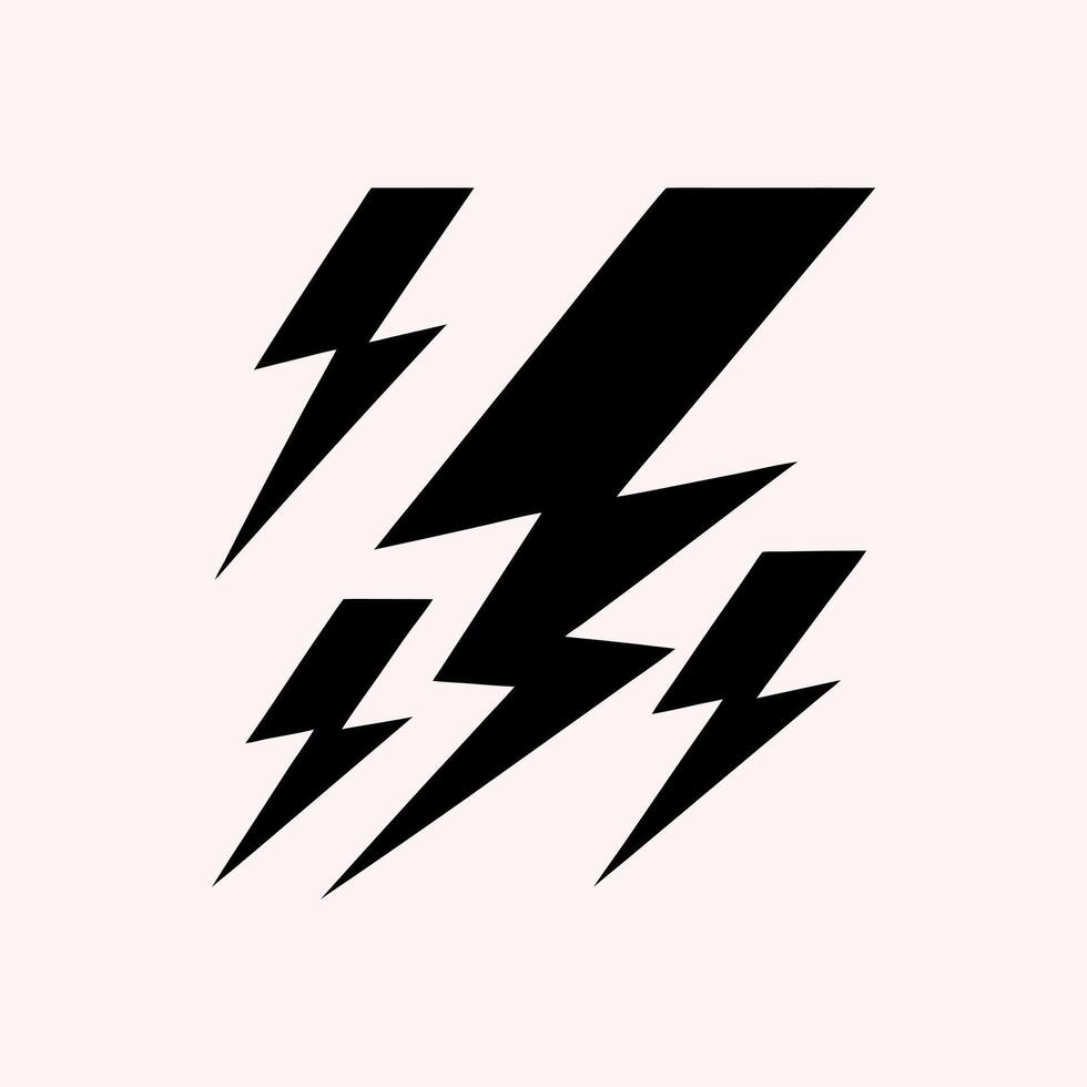 Stylized Lightning Bolt Silhouette for High Voltage Icons vector
