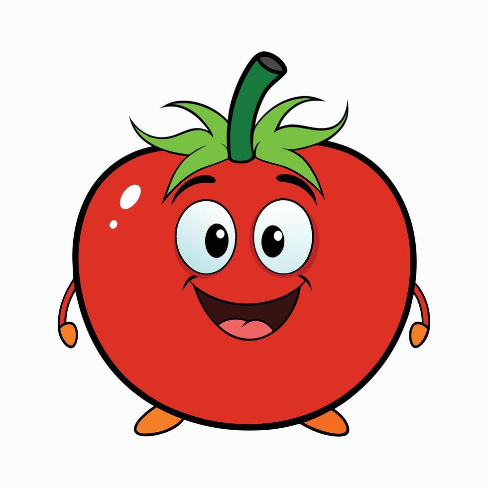 Funny Tomato On White Bacgroubd vector