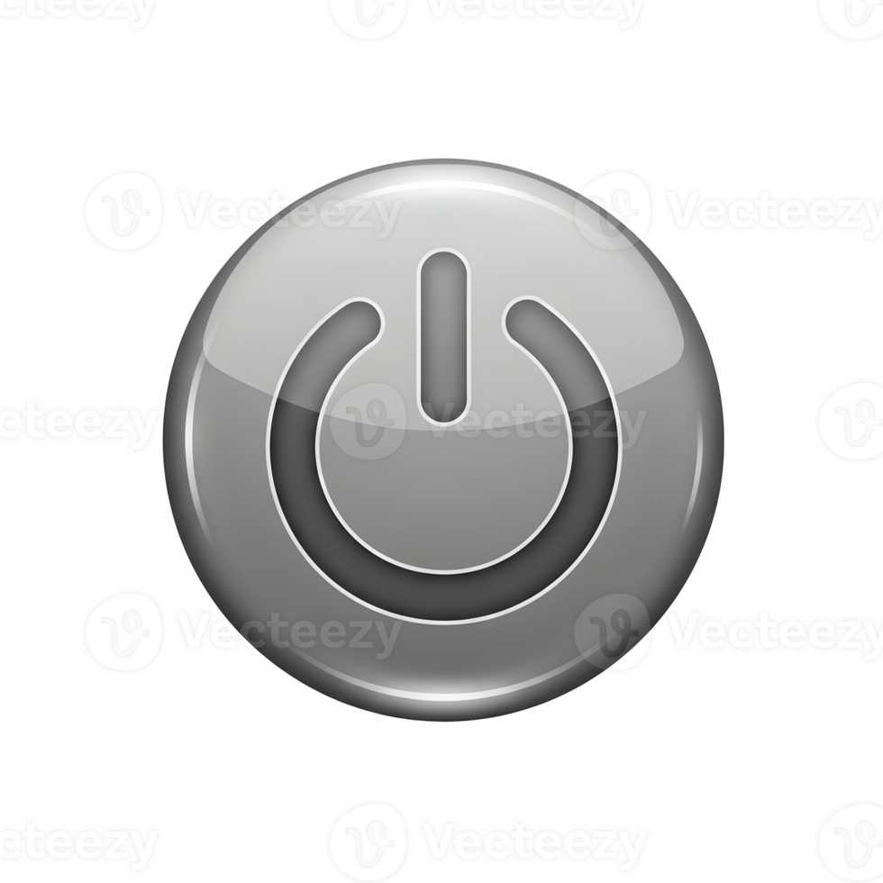 Grey Glossy Power Button Circle Icon png