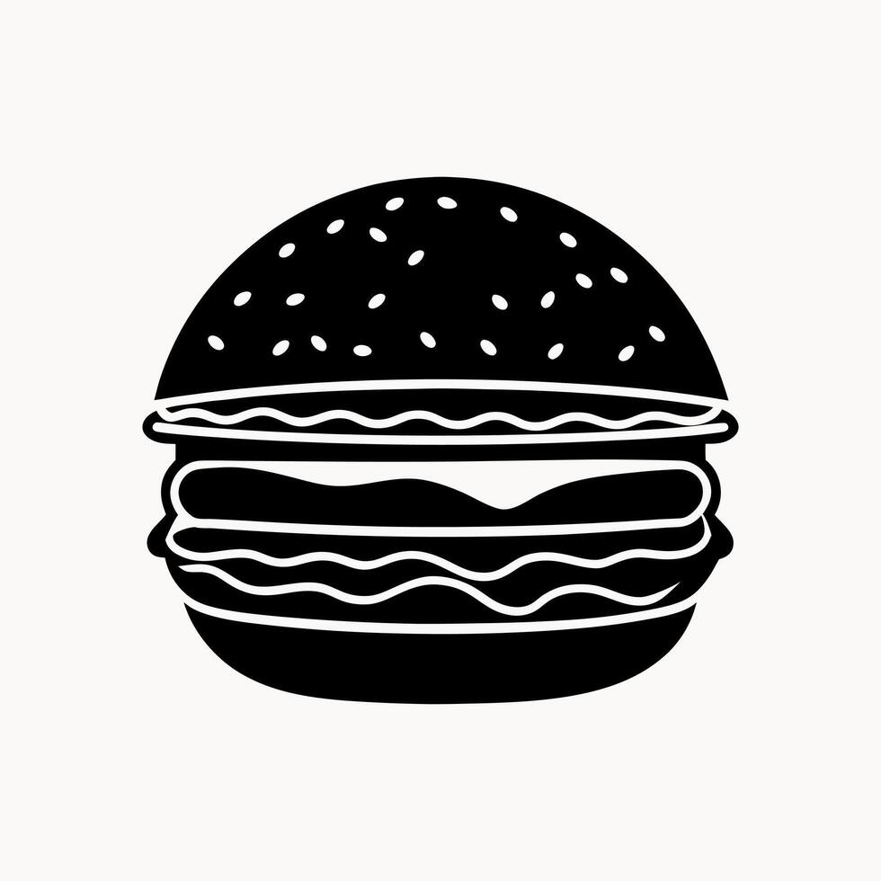 Burger silhouette on white background vector