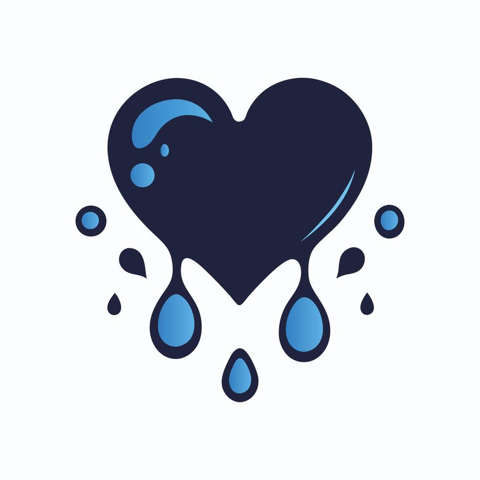 Ink drops forming a heart shape romantic on white background vector