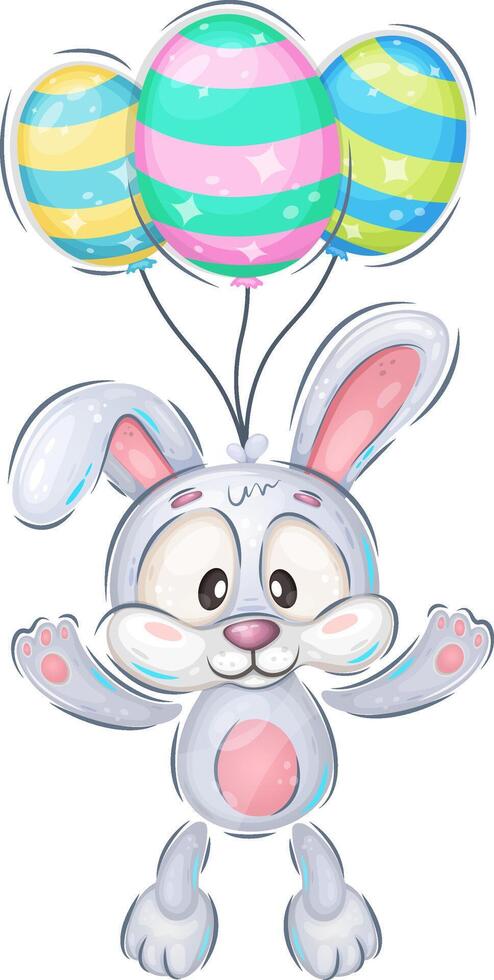 Easter bunny with balloons. vector