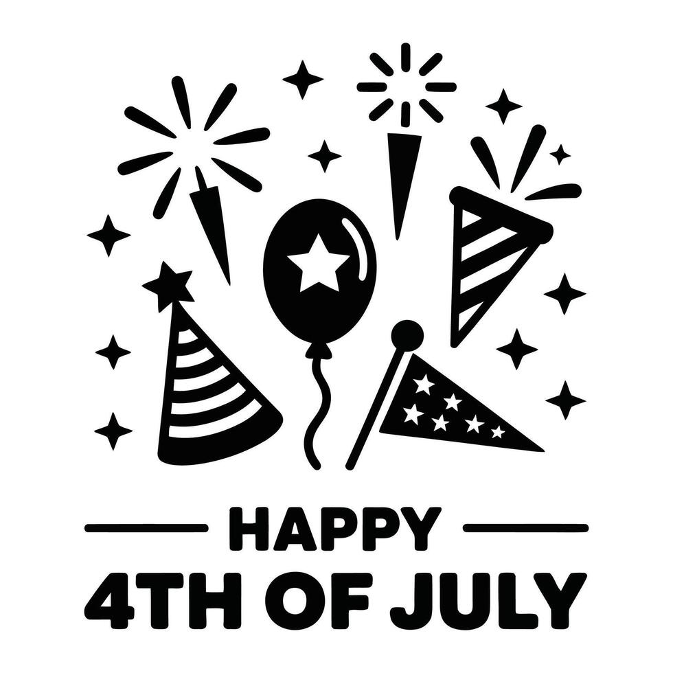 Happy 4th of July Icon A symbolic illustration encapsulates the festive essence of Independence Day featuring fireworks patriotic paraphernalia and celebratory elements vector
