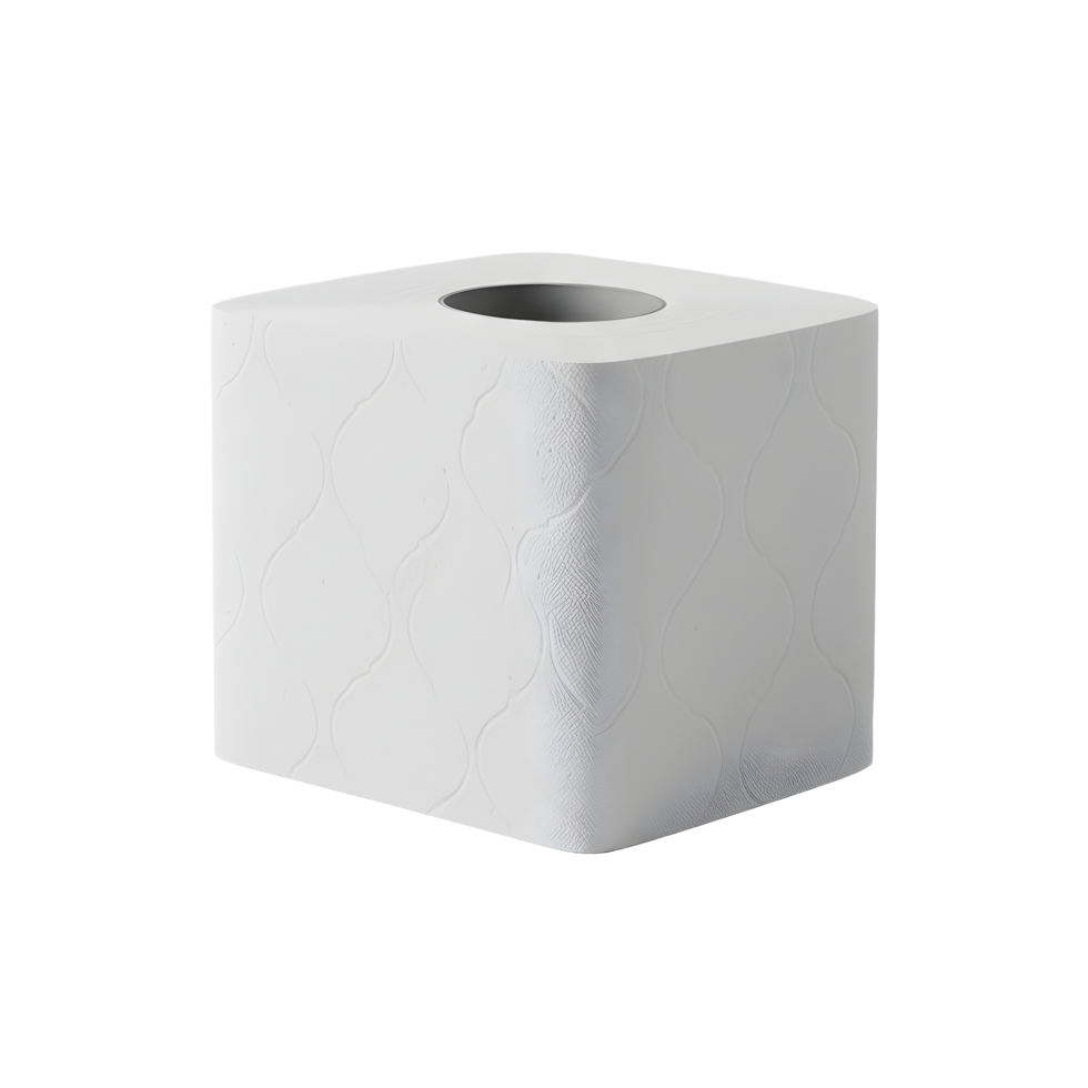 White Textured Square Tissue Box on Transparent Background png