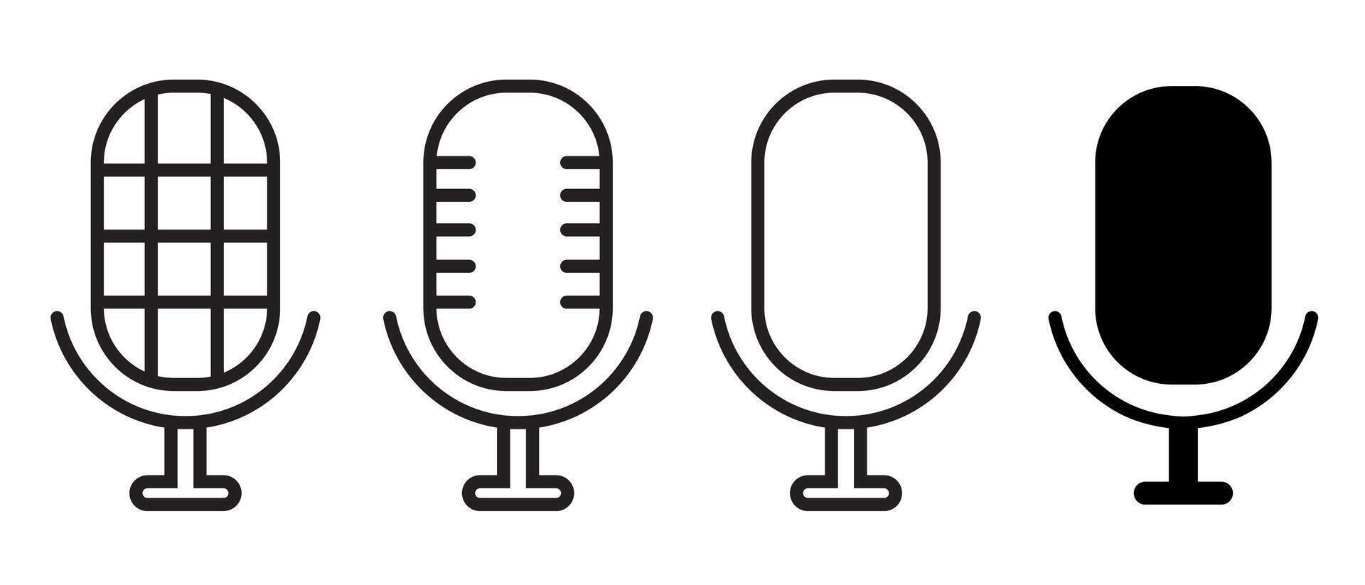 Microphone Icons set. variant microphone icon. Karaoke mic. Podcast microphone. web and mobile icons vector