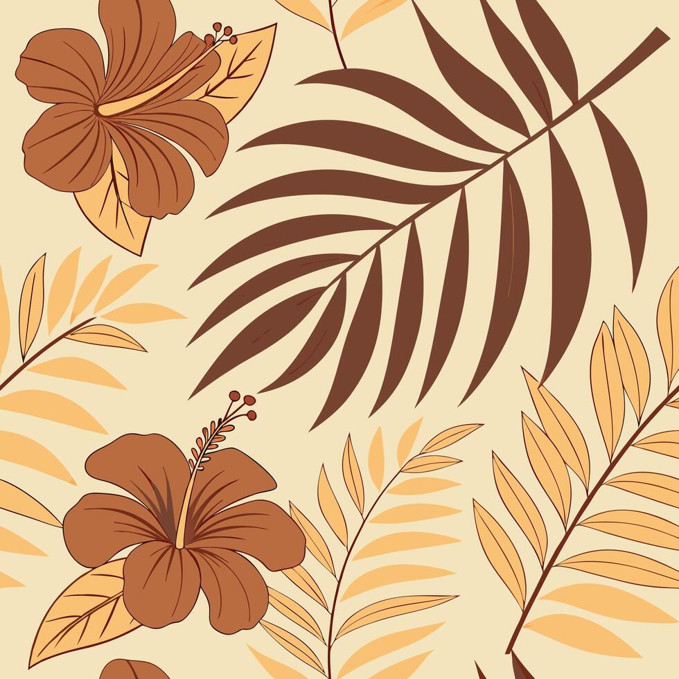 create a seamless pattern featuring tropical jungle flowers vector