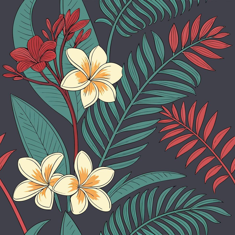 art deco floral seamless pattern with luxury design elements vector
