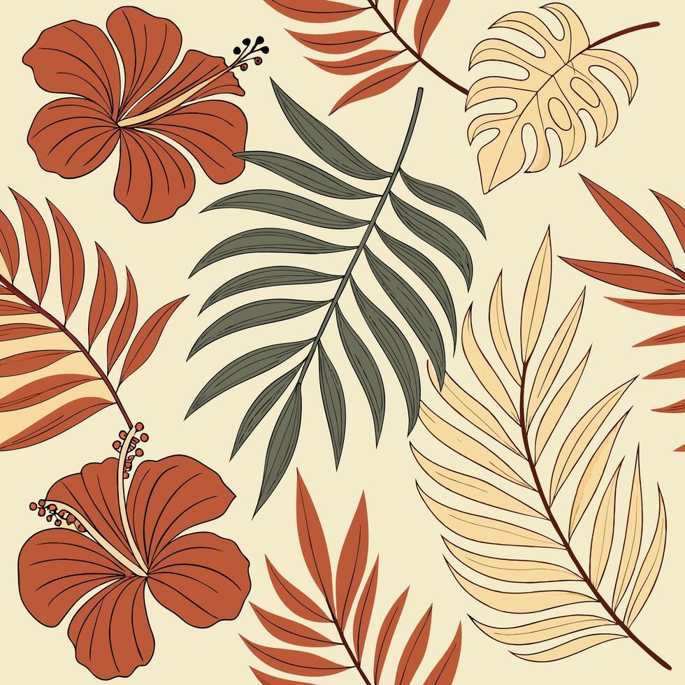 create a seamless pattern inspired by bauhaus floral minimalism vector