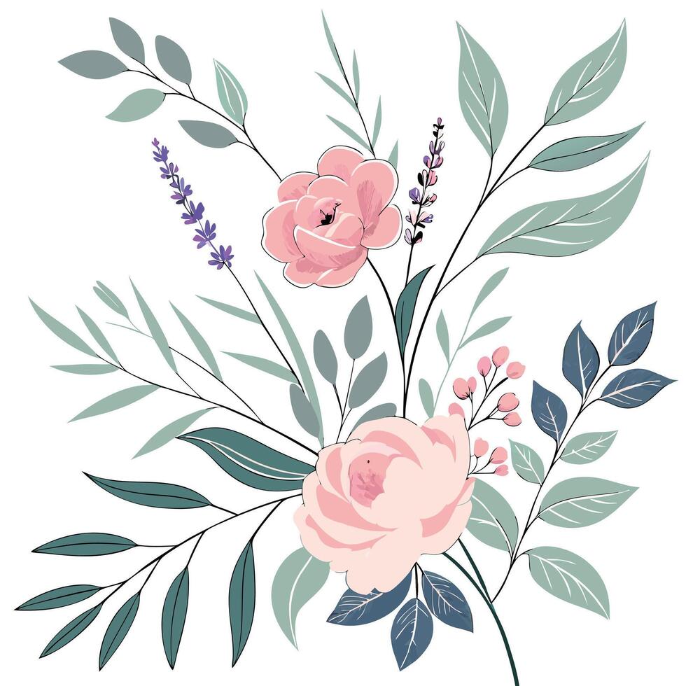 modern floral seamless pattern with clean botanical illustrations vector