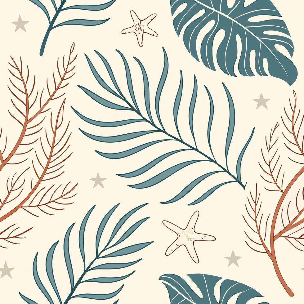line art floral seamless pattern with botanical outlines vector