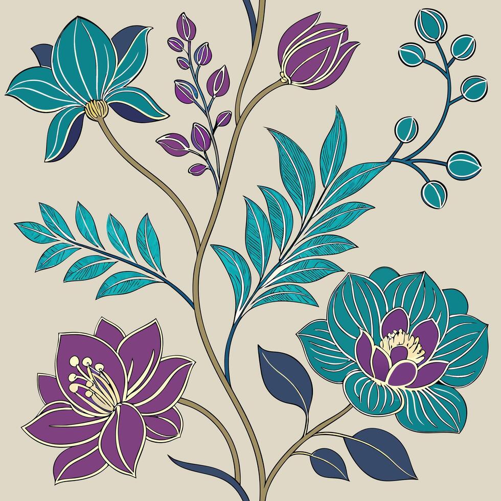 intricate floral seamless pattern for textile surfaces vector