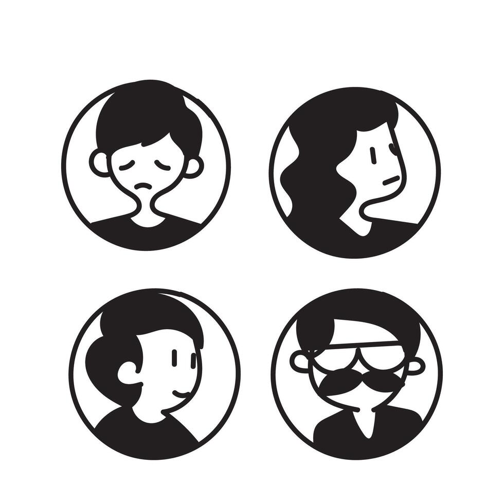 four people with different facial expressions in a circle vector